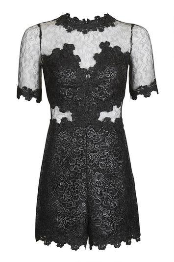 Topshop Coated Lace Playsuit
