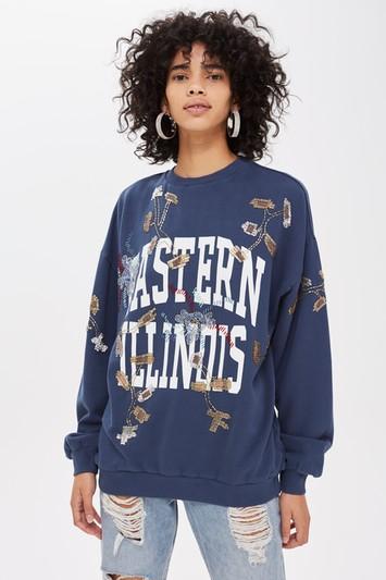 Topshop 'illinois' Embellished Sweatshirt