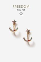 Topshop Fine Rainbow Moon Front And Back Earrings