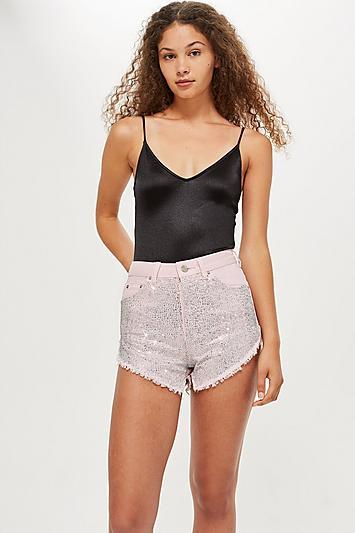 Topshop Fray Diamante Shorts