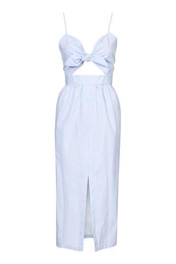 Topshop Tall Striped Bow Midi Dress