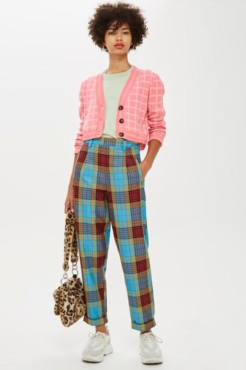 Topshop Blue Check Trousers