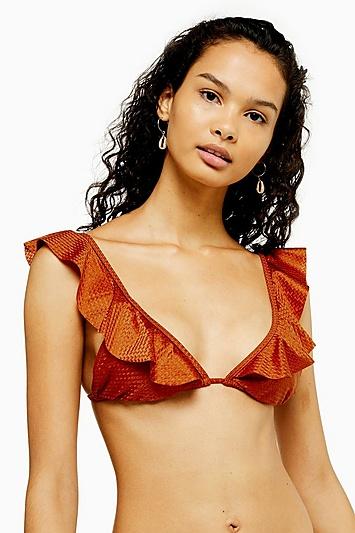 Mink Pink *frill Bikini Triangle Top By Mink Pink