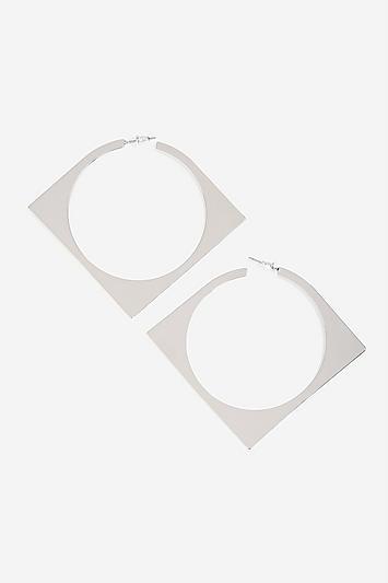 Topshop *square Circle Cut Hoop Earrings