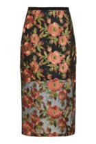 Topshop Mesh And Flower Applique Midi Skirt