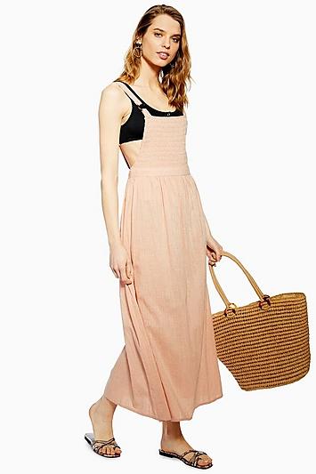 Topshop Blush Shirred Bodice Dress