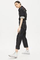 Topshop Zip Through Cropped Wide Leg Jeans
