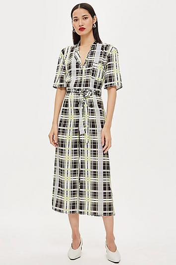 Topshop Lime Check Jumpsuit