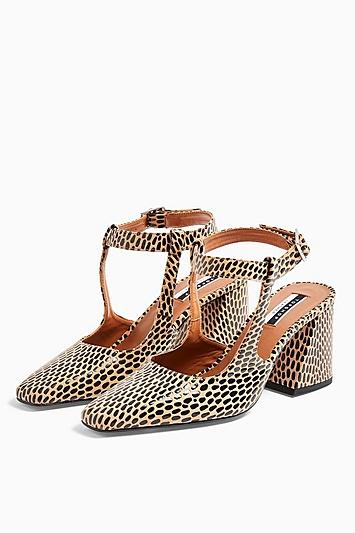 Topshop Garcia Leather Animal Print Block Heels