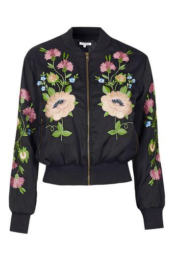 Topshop *floral Embroidered Bomber Jacket By Glamorous