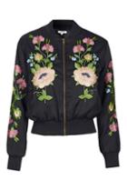 Topshop *floral Embroidered Bomber Jacket By Glamorous