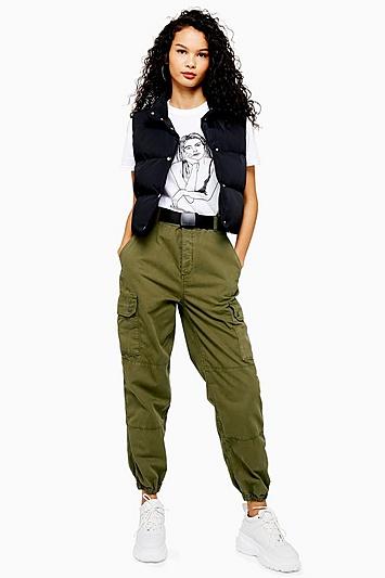 Topshop Cuffed Belted Utility Trousers