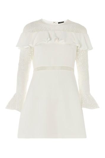 Topshop Petite Lace Ruffle Mini Dress