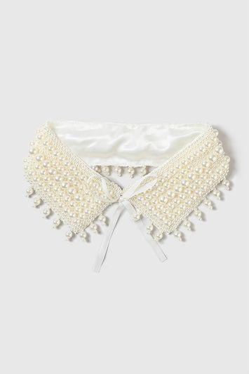 Topshop Tie Up Pearl Peter Pan Collar Necklace