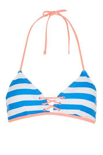 Topshop Mix Strap Lattice Triangle Bikini Top