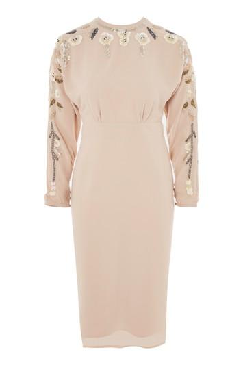 Topshop Embellished Batwing Midi Shift Dress