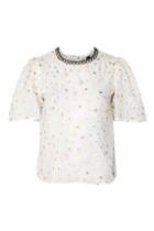 Topshop Floral Embroidered Sheer Blouse