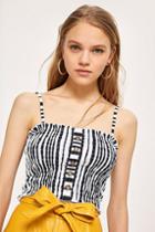Topshop Tall Striped Horn Button Camisole Top