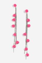 Topshop Chain And Pom Pom Drop Earrings