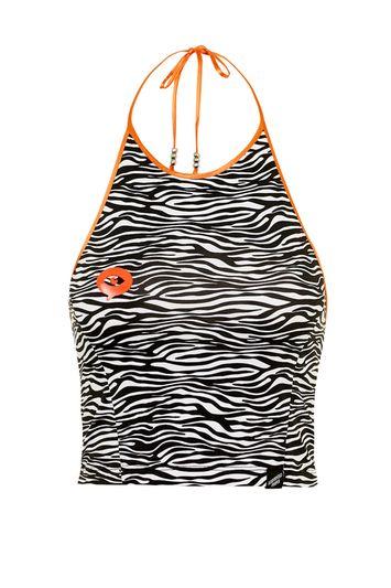 Topshop *zebra Print Halter Crop By Llustrated People