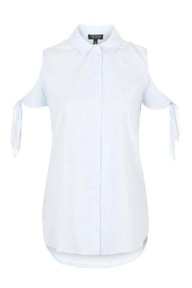 Topshop Cold Shoulder Ruffle Blouse