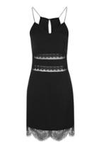 Topshop *ali Black Mini Dress With Lace And Mesh Inserts By Wydlr