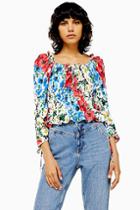 Topshop Vancouver Floral Ruched Prairie Blouse