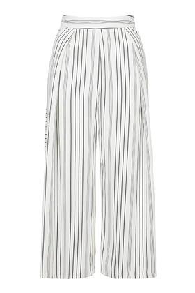 Topshop Stripe Cropped Wide Leg Trousers