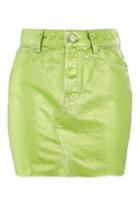 Topshop Moto Green Metallic Mini Skirt