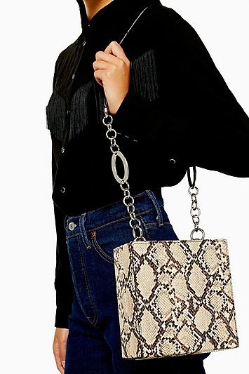 Topshop Snake Boxy Shoulder Bag