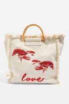 Topshop Bobby Lobster Canvas Shopper Bag