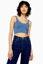 Topshop Blue Cropped Camisole Top