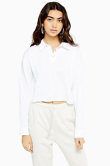 Topshop Long Sleeve Rugby Polo
