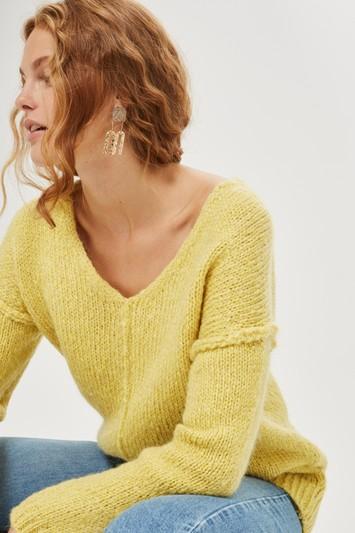 Topshop Oversized Wool V-neck Sweater