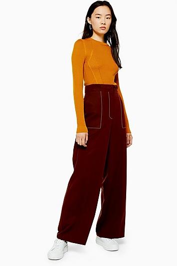 Topshop Rust Wide Leg Trousers