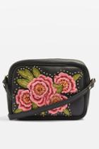 Topshop Floral Embroidered Leather Cross Body Bag