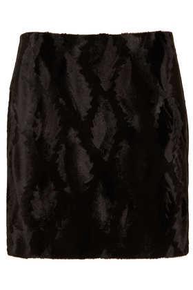 Topshop Black Fur Pelmet Skirt
