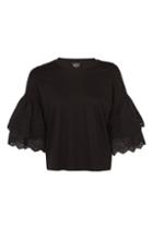 Topshop Petite Broderie Sleeve T-shirt
