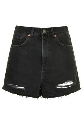 Topshop Moto Black Ripped Mom Shorts