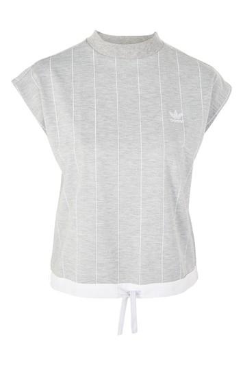 Topshop Pinstripe High Neck T-shirt By Adidas Originals