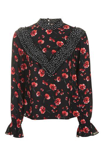 Topshop Topshop Reclaim Poppy Print Blouse