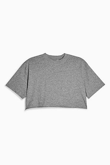 Topshop Petite Grey Washed Cropped T-shirt