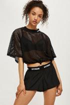 Topshop Drawcord Mesh Short Sleeve Top By Ivy Park