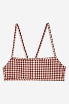 Topshop Brown Gingham Bikini Top