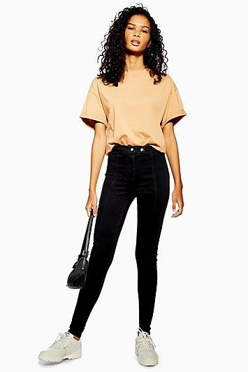 Topshop Black Front Tab Joni Jeans