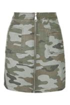 Topshop Camo Zip Skirt