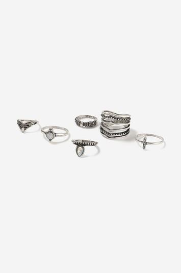 Topshop Engraved Ethnic Rings Pack