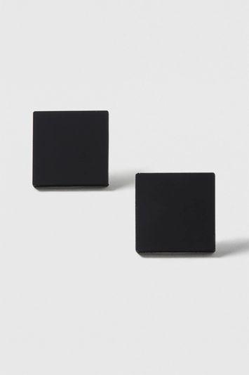 Topshop Black Rubber Square Stud Earrings