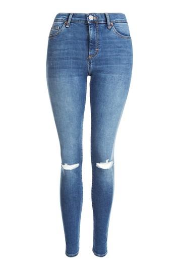 Topshop Moto Blue Ripped Sidney Jeans