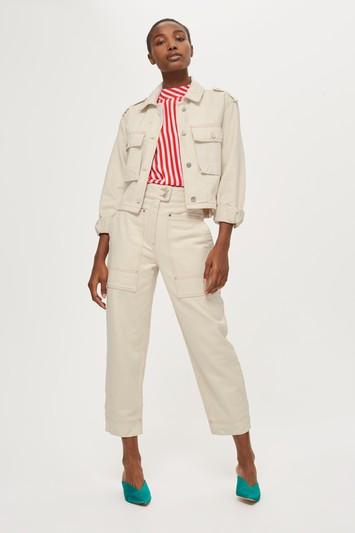 Topshop Contrast Stitch Oversized Utility Pants